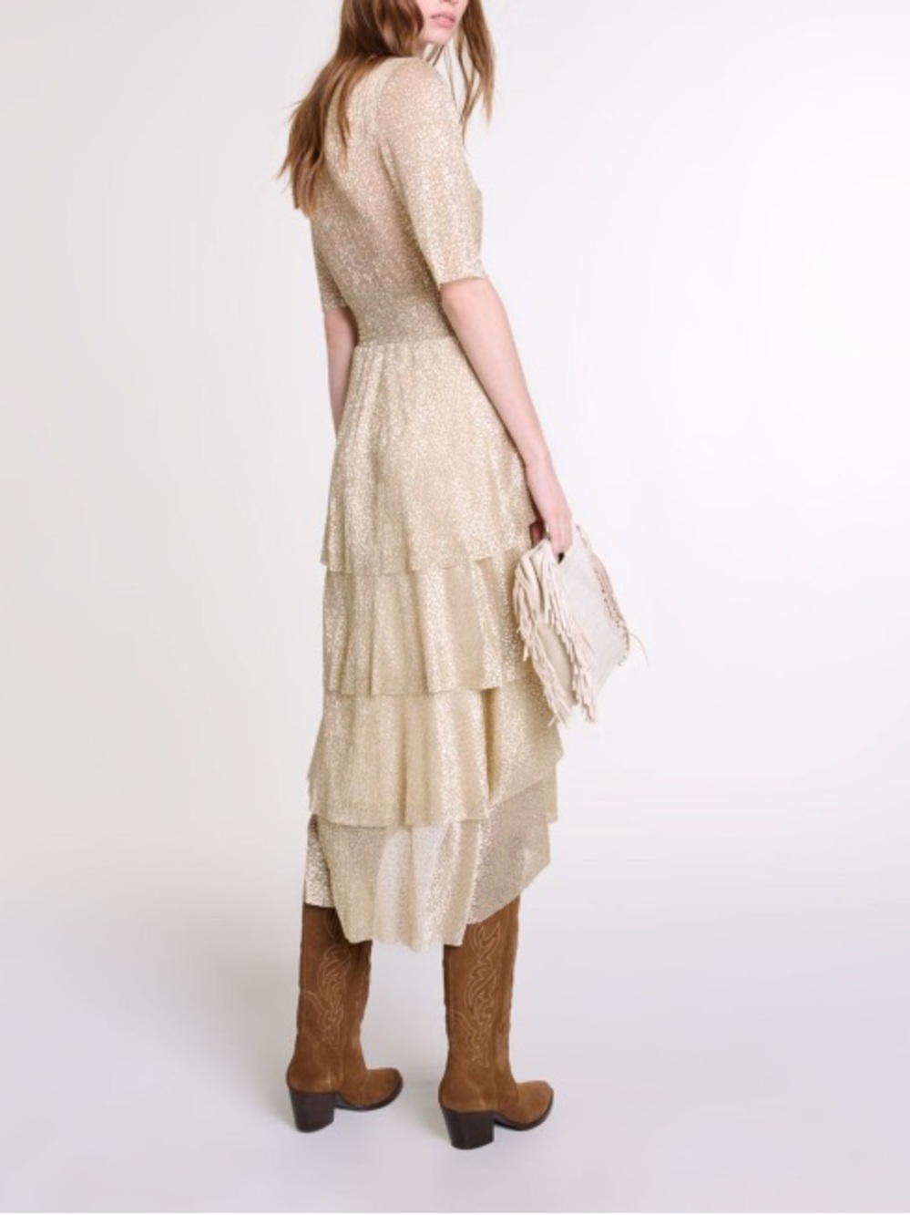 Maje Shimmer dress with ruffles - Picture 2 of 4